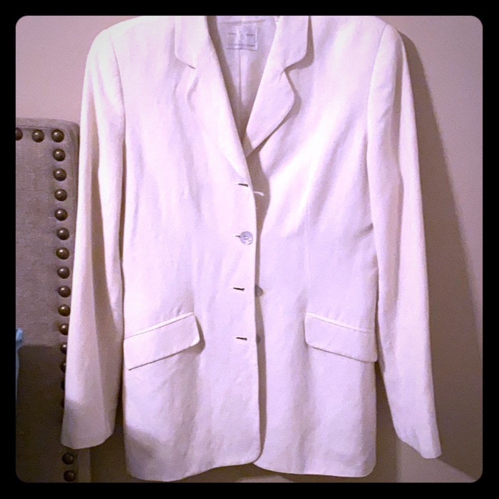 Off white linen blend blazer